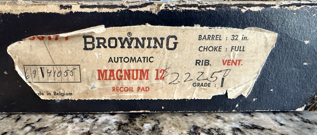 As New in Box 1969 Browning A5 32” Barrel Magnum Twelve