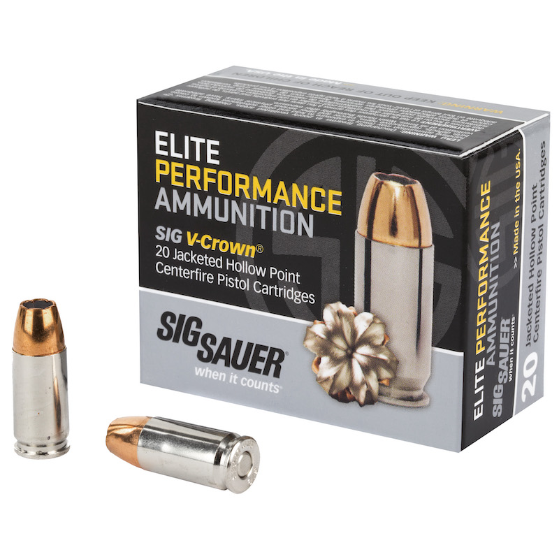 Sig Sauer, Elite Performance V-Crown Ammunition, 9MM, 124 Grain