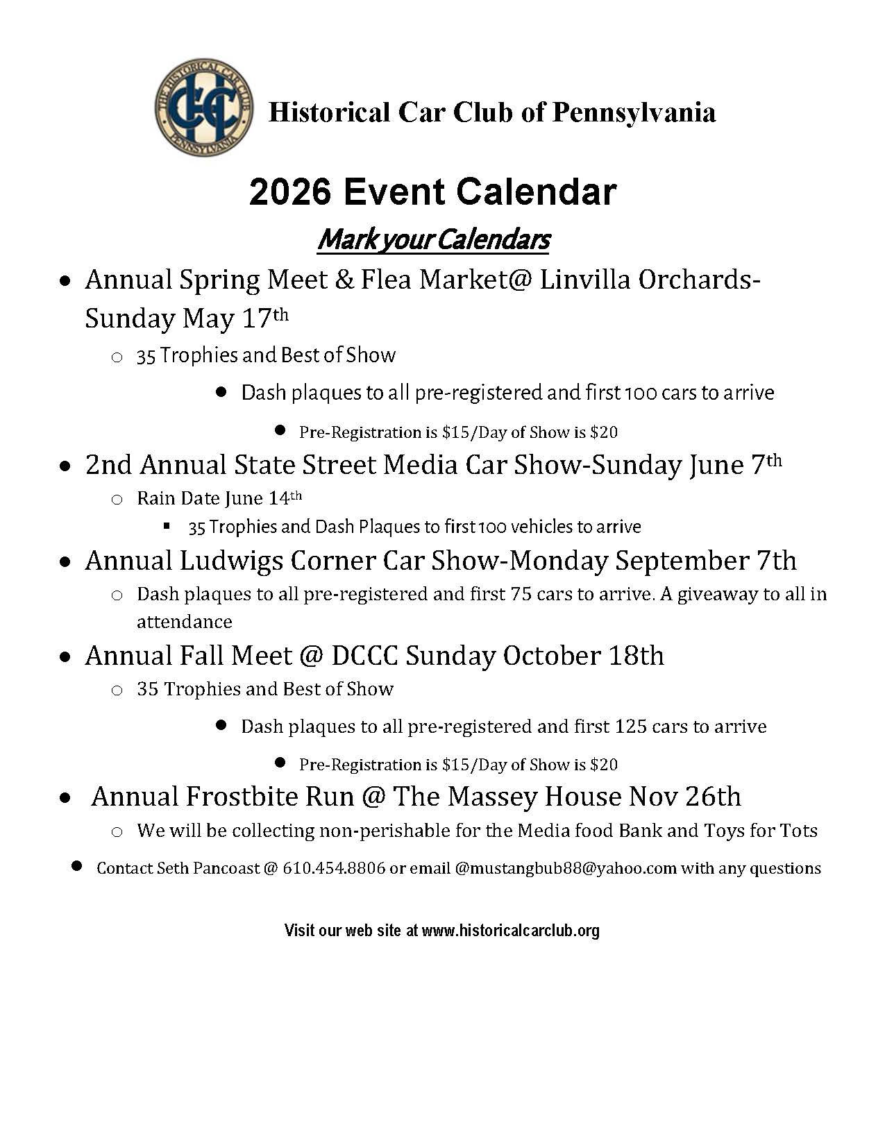 2026 HCCP Event Calendar