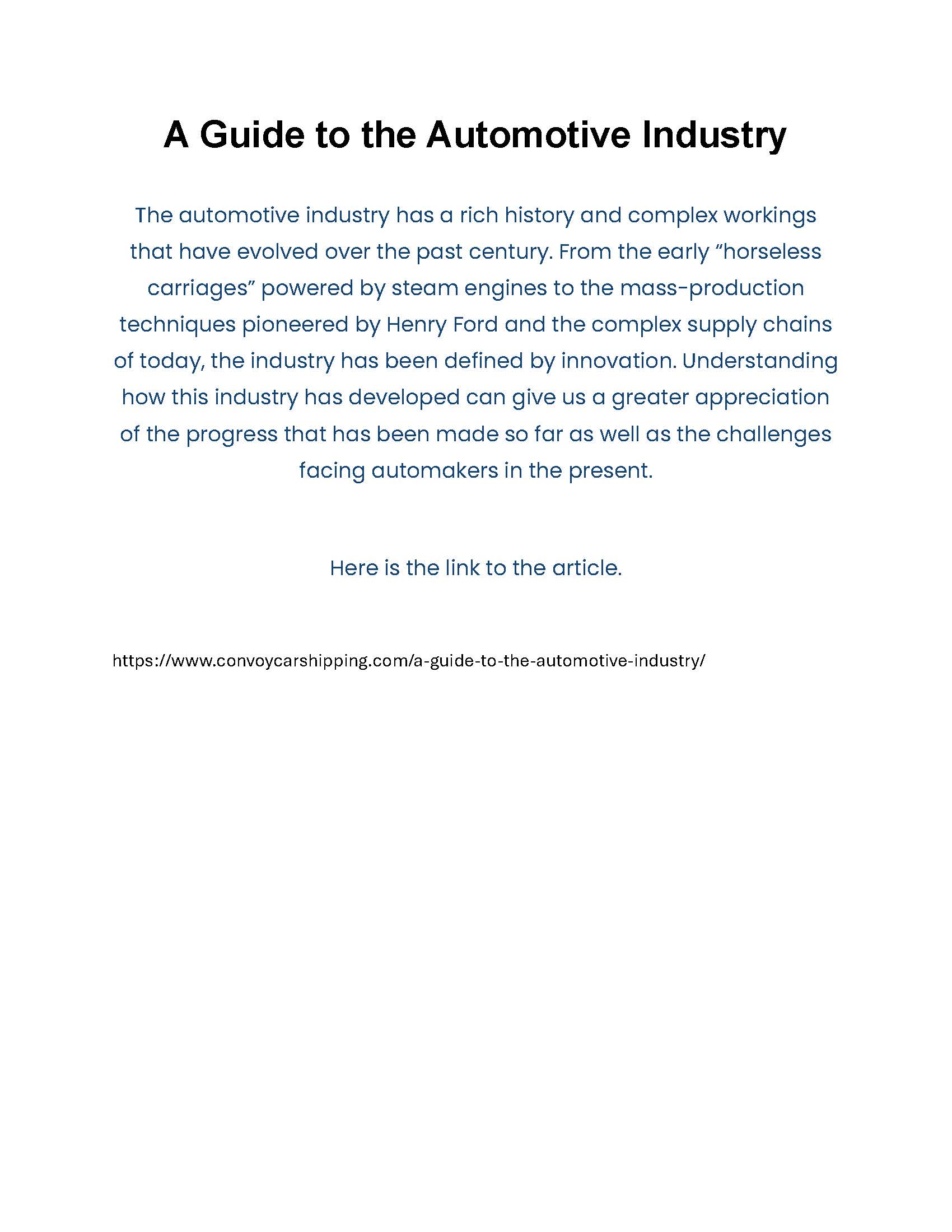 A Guide to the Automotive Industry