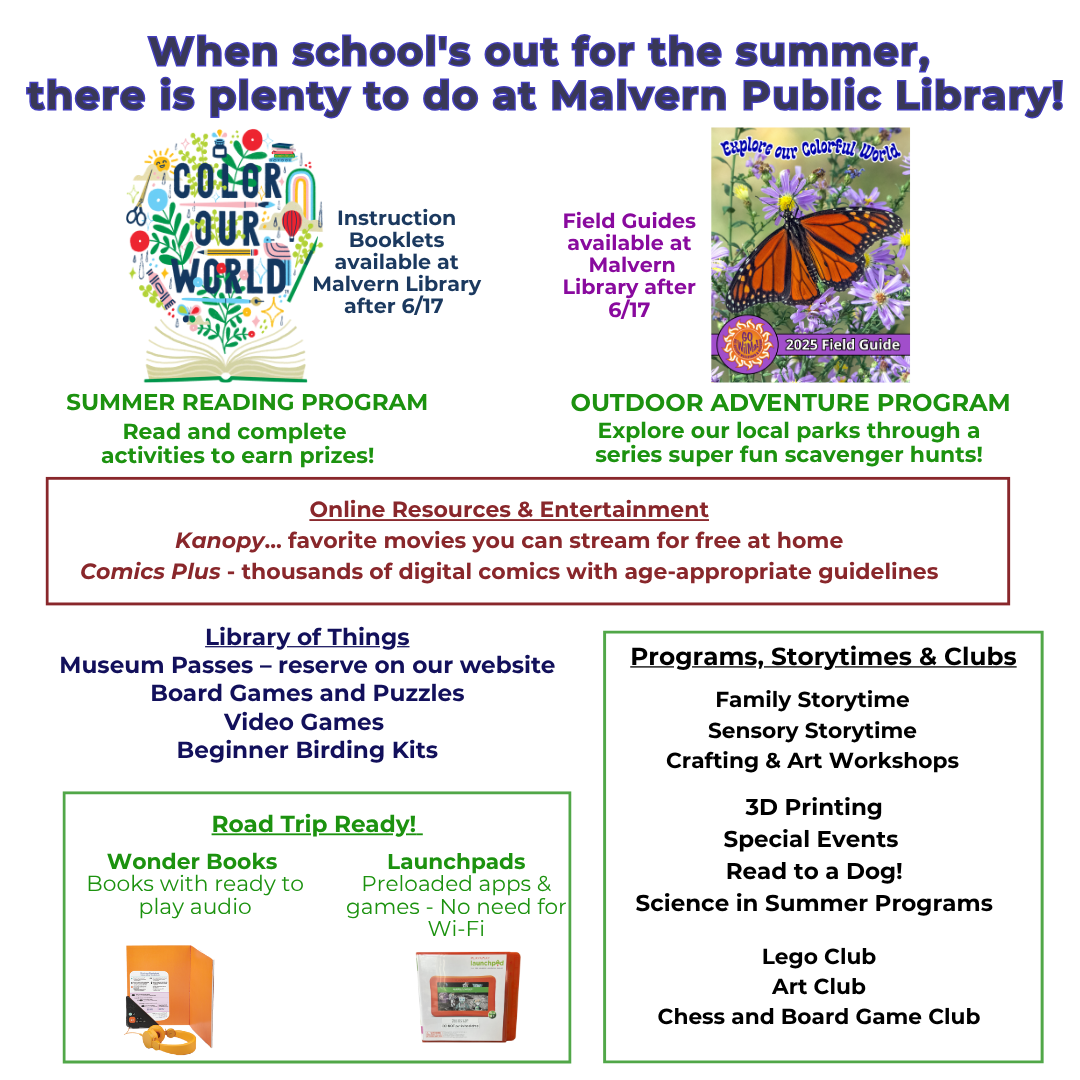 SUMMER 2025 at Malvern Public Library!