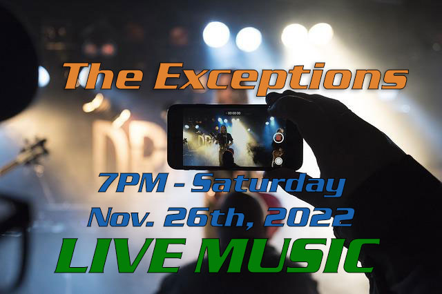 CANCELLED: The Exceptions Sat Nov. 26th 2022 at 7pm!