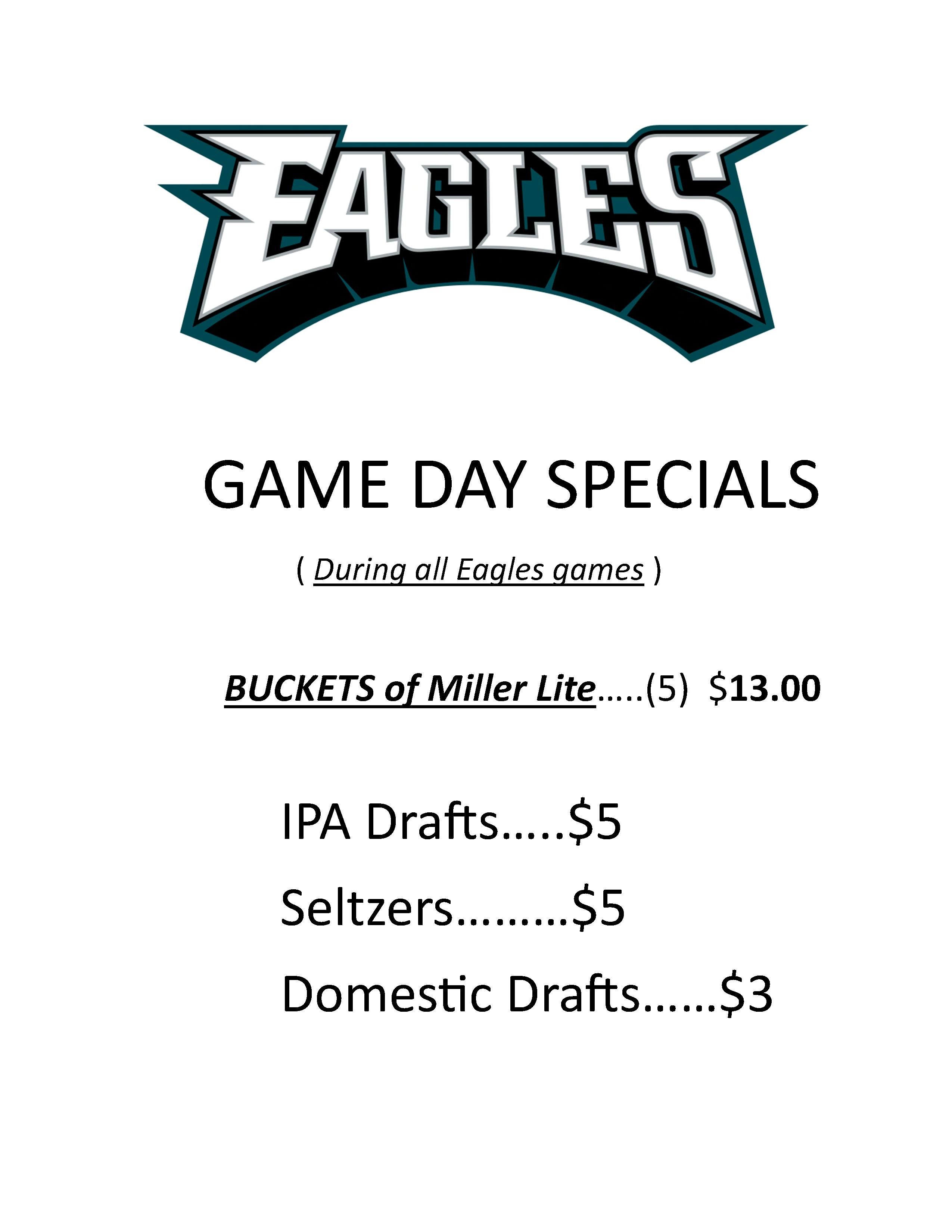 EAGLES Game Day Specials