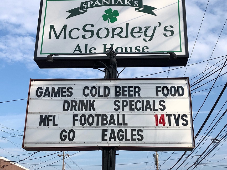 NFL FOOTBALL ON 14 BIG SCREEN TV'S. STOP IN FOR DRINK SPECIALS AND GIVE AWAYS.