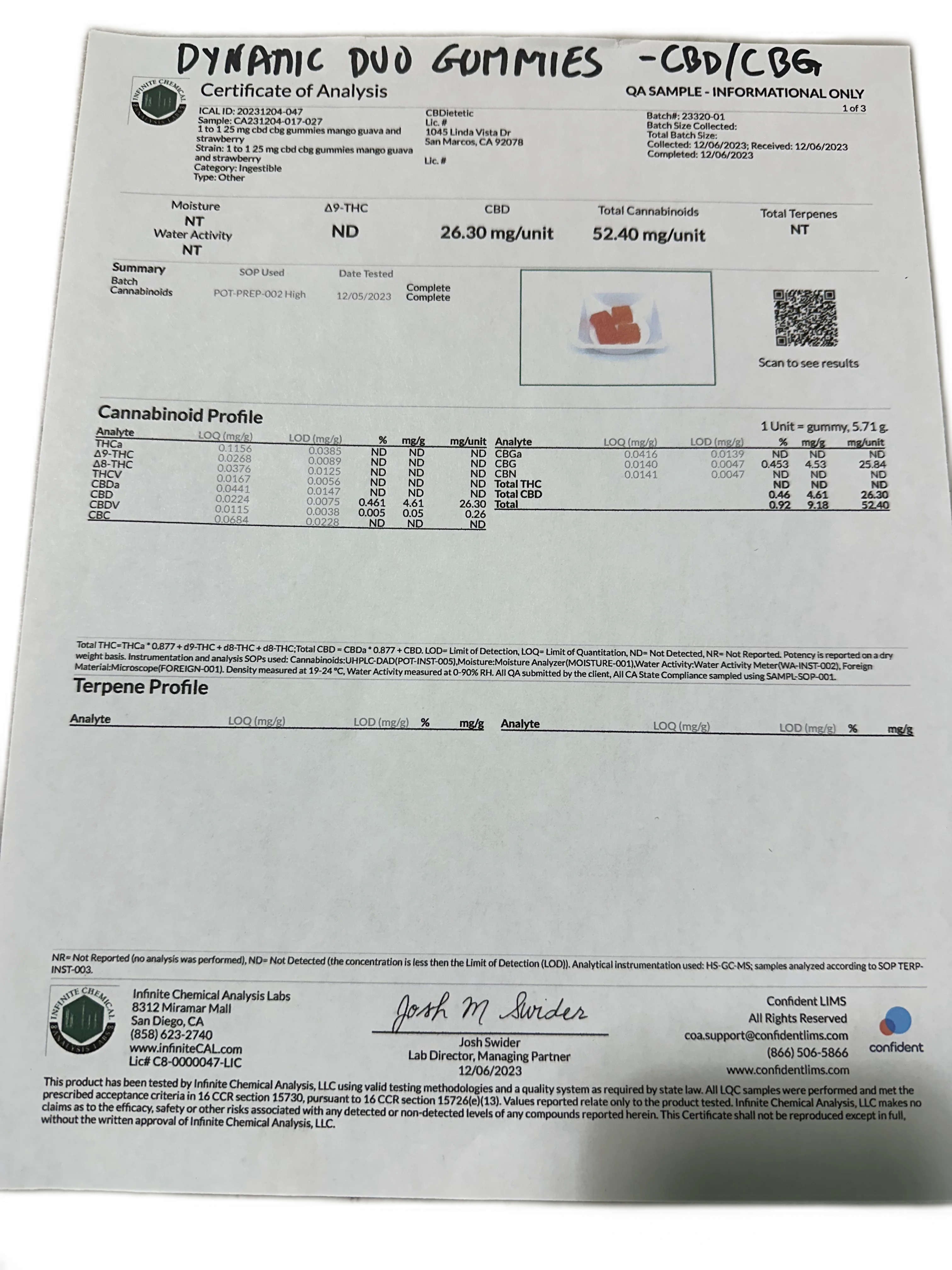 CBD/CBG 50mg Ea. 30 Count